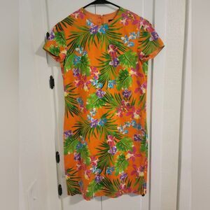 Ralph Lauren Black Label Cotton Silk Blend Floral Tropical  Short Sleeve Dress 4
